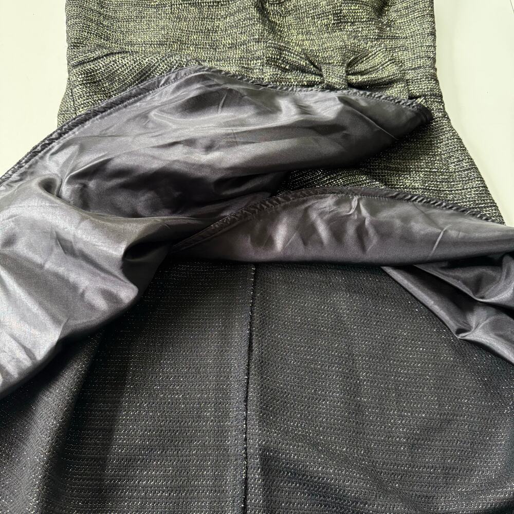 Ya Los Angeles Mini Dress w/ Bow Black Gold Metallic Glam Cocktail Party Size L - Picture 12 of 12
